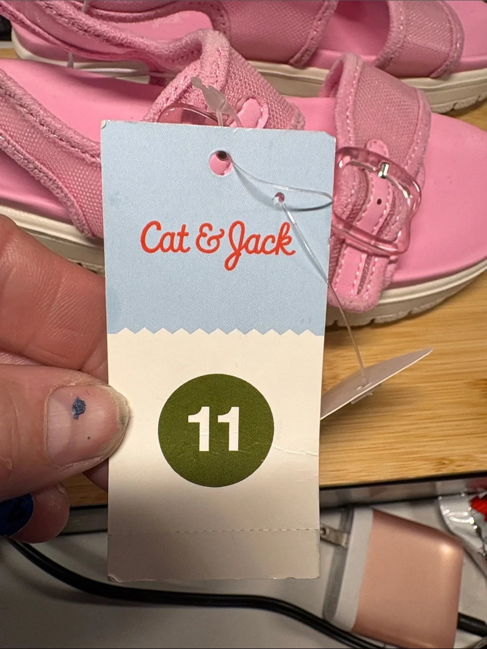 Cat & Jack Pink Adjustable Double-Strap Buckle Sandals